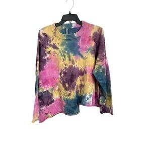Cynthia Ashby Sweatshirt Womens XL Tie-Dye Rainbow Top USA Asymmetric #ST12-1